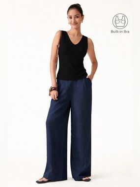 OGL Black Cotton Air Stretchy V-neck Cotton New Airy Bra Tank Size Large